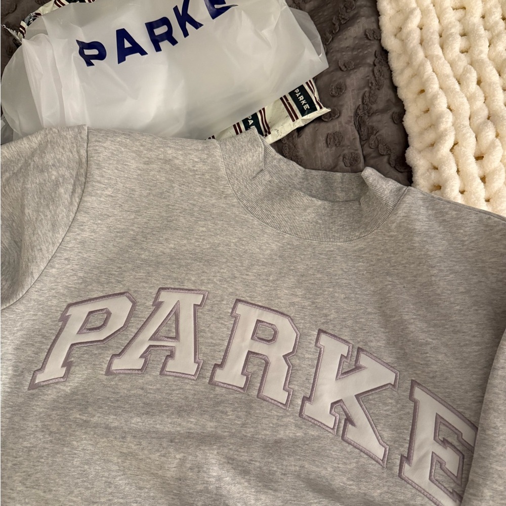 Parke Fleece Varsity Mockneck Classic Grey + White